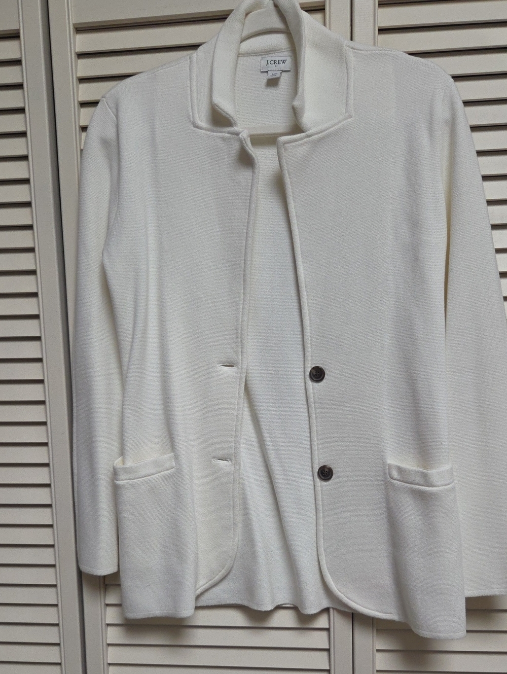 J. Crew Women's Cream Open-Front Blazer with Button Detail